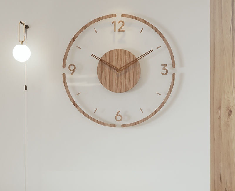 Large Silent Wall Clock – Modern Acrylic and Wood Design for Living Rooms