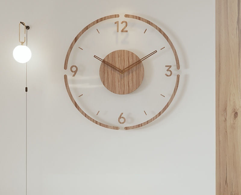 Large Silent Wall Clock – Modern Acrylic and Wood Design for Living Rooms